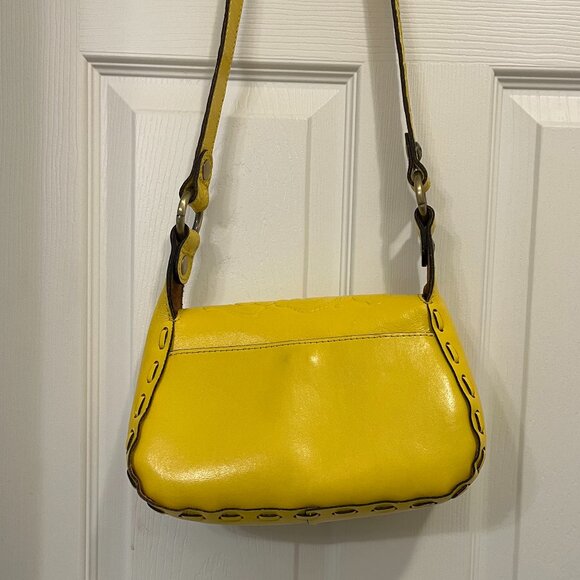 Patricia Nash Yellow *Micaela* Shoulder Bag | Rose-Tooled Leather | EUC - Picture 7 of 12